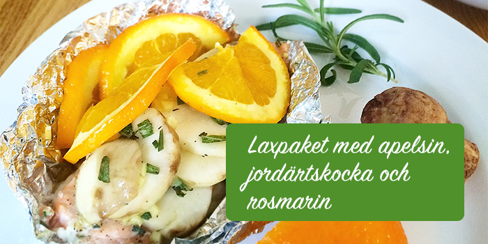 Laxpaket med apelsin, jordärtskocka och rosmarin
